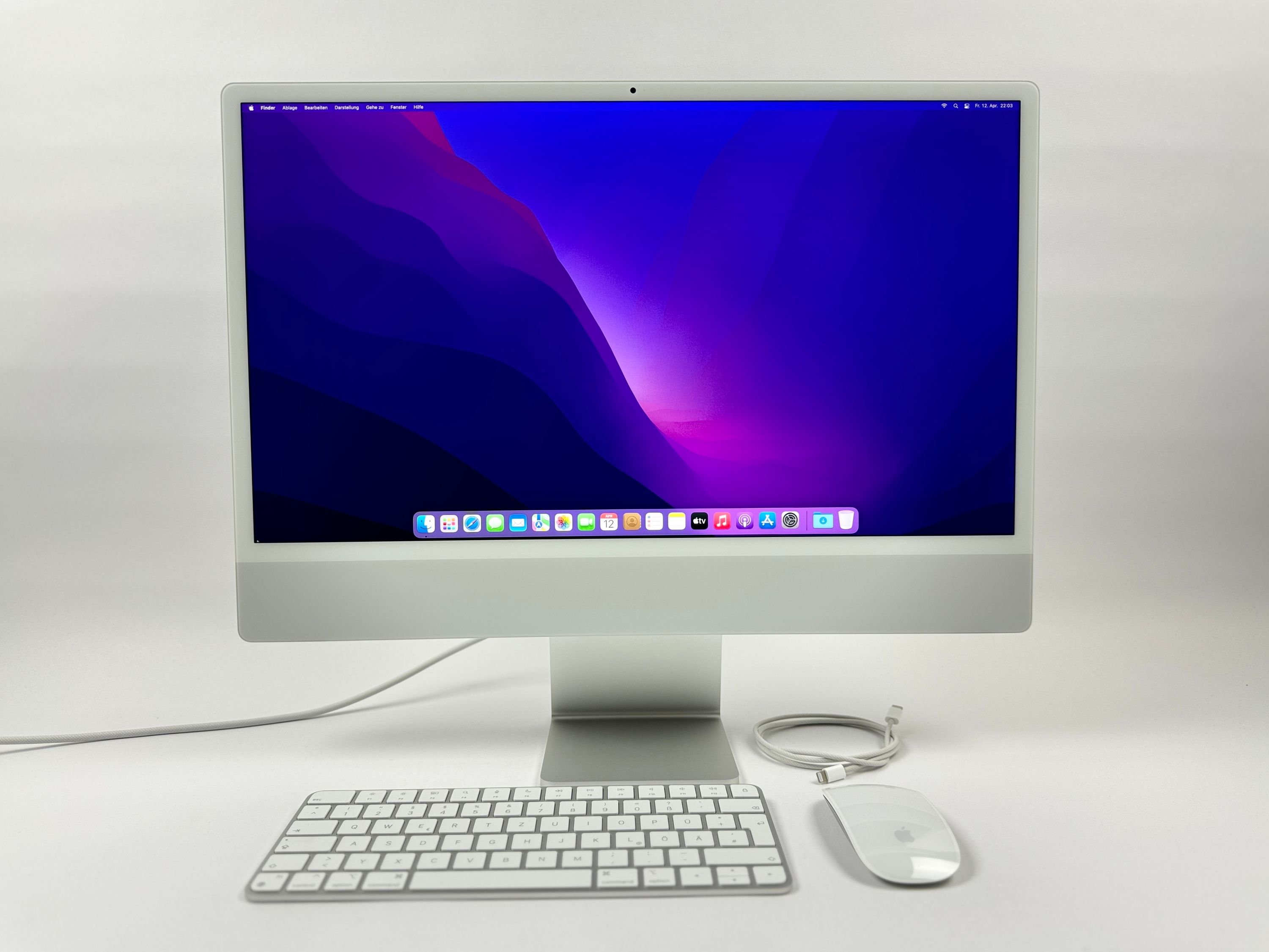 Apple iMac 24" M1 8-Core CPU 7-Core GPU 8GB RAM 256 GB SSD Silber